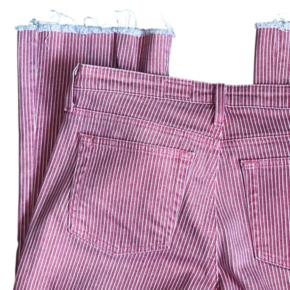 AG Adriano Goldschmeid Women’s Sz 29 Pink Stripe Flare Crop Jean Jodi Denim - Picture 10 of 16